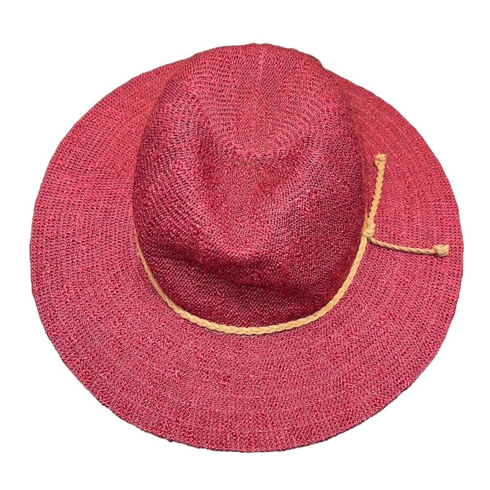 Reine Red Boucle Braided Band Floppy Hat OS Sun Summer Women's Style MAF185127